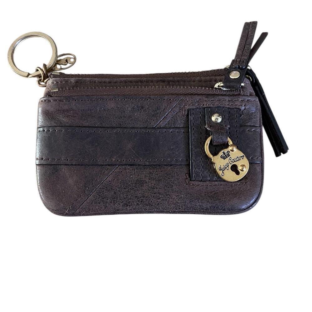 Vintage Juicy Couture Brown Key Chain Wallet Coin Card Holder